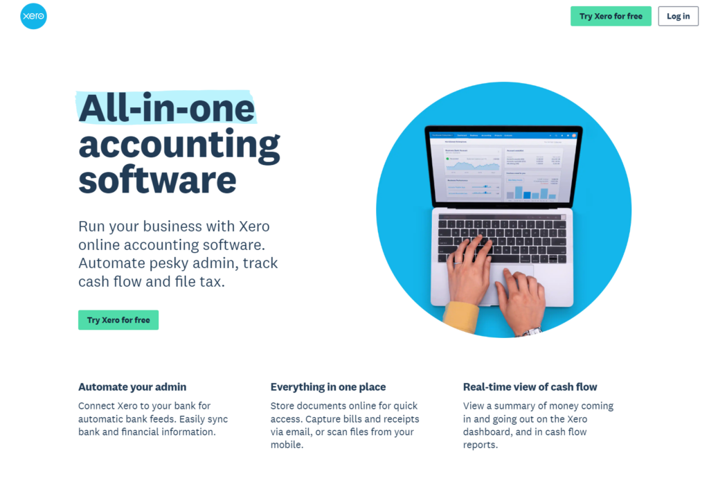 accounting software landing page screenshot